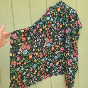 NWT Spell Sample Black Sayulita Floral Fabric 60"x45" sarong scarf black floral